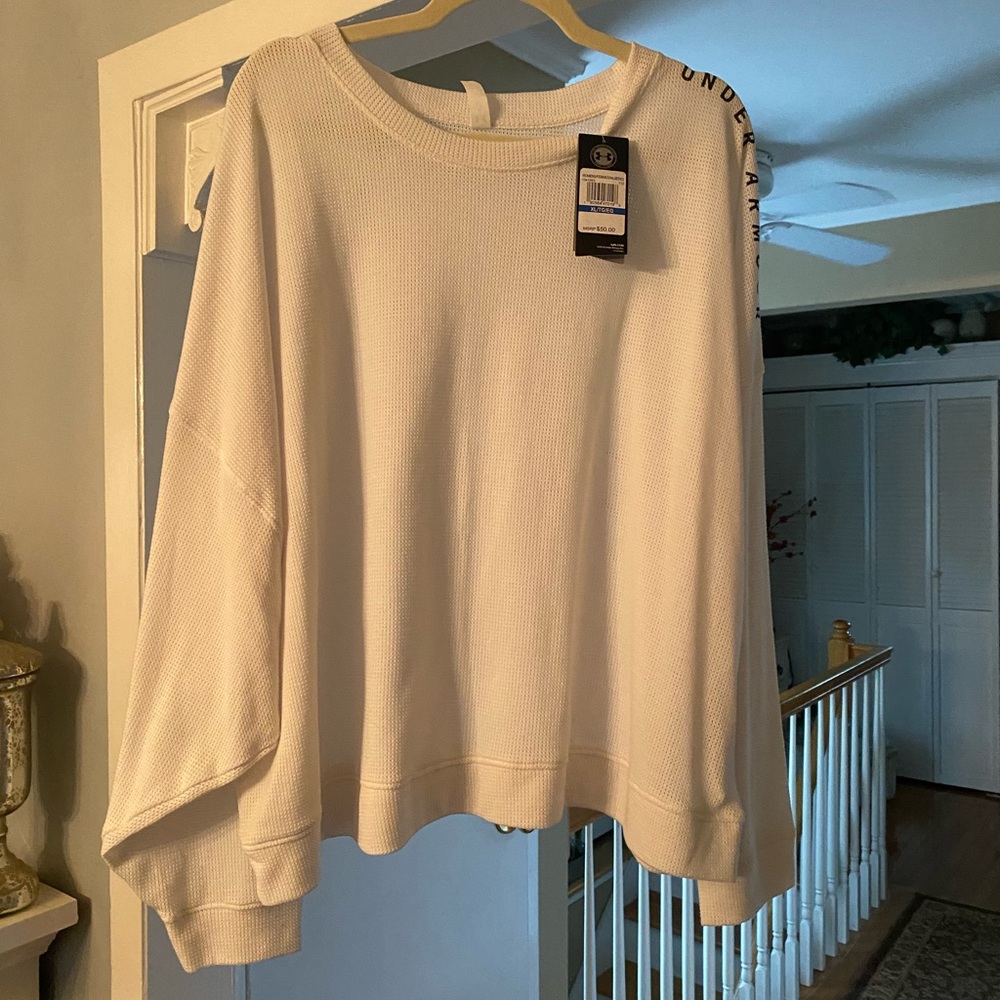 NWT Under Armour White Long Sleeve Mesh Top XL